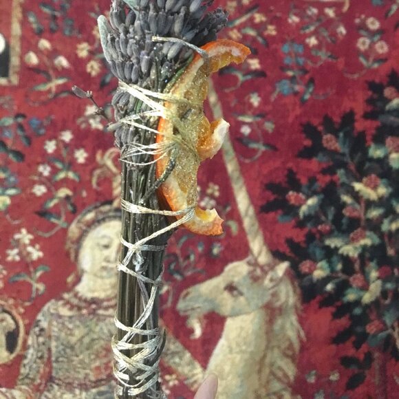 Orange and Lavender Sun botanical wand- dried herbs and flowers smudge - Picture 4 of 5